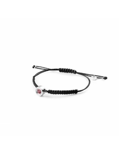 PULSERA MACRAME PLATA Y GRANATE