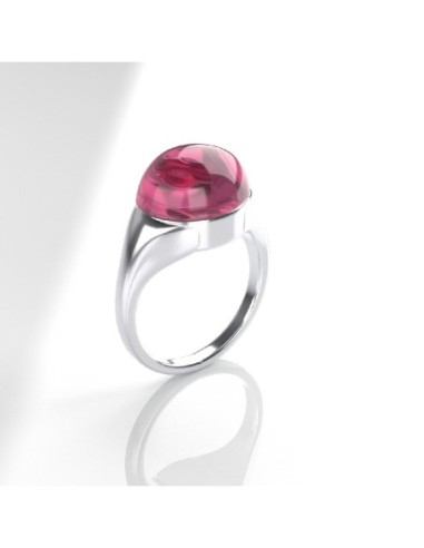 ANELL PLATA I CRISTALL FUCSIA