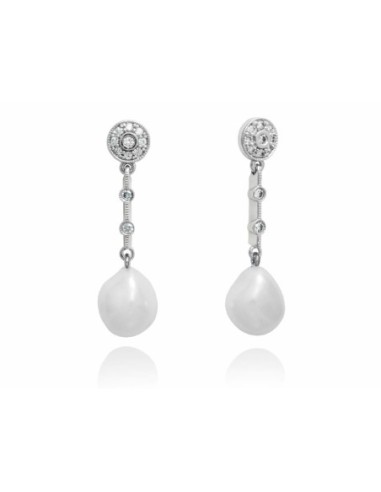 PENDIENTES PLATA PERLA Y CIRCONITAS