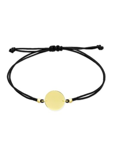 PULSERA PLACA ORO Y MACRAME NEGRO