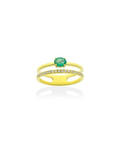 ANILLO ORO ESMERALDA Y BRILLANTES