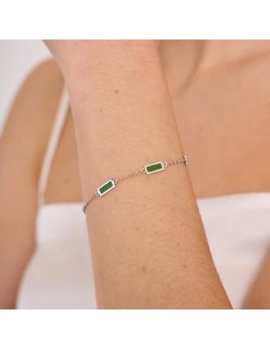 PULSERA PLATA Y ESMALTES VERDES